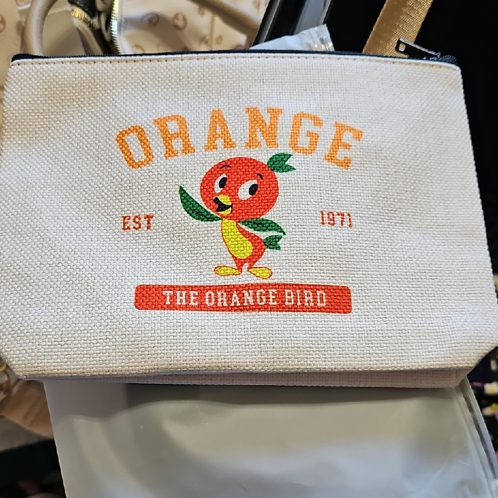 Orange Bird Canvas Pouch